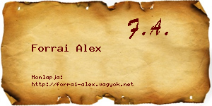 Forrai Alex névjegykártya